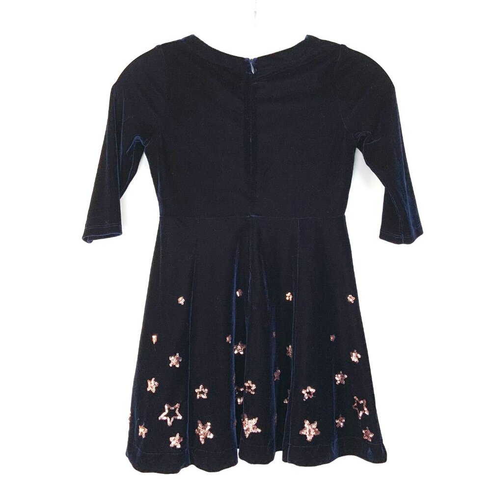 Mini Boden Girls 6-7 Years Navy Velvet Gold Stars Dress - Picture 3 of 16